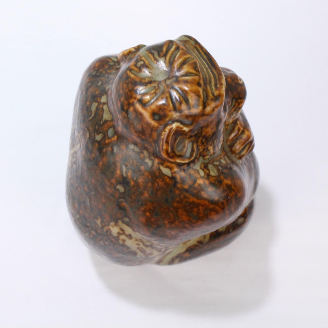 Vintage Stoneware Pottery Monkey Figurine by Knud Khyn for Royal Copenhagen For Sale 6