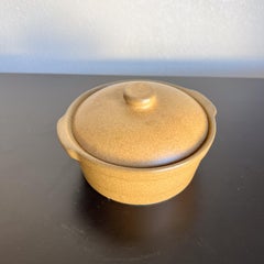 Vintage Stoneware Pottery Oven Casserole Covered Pot