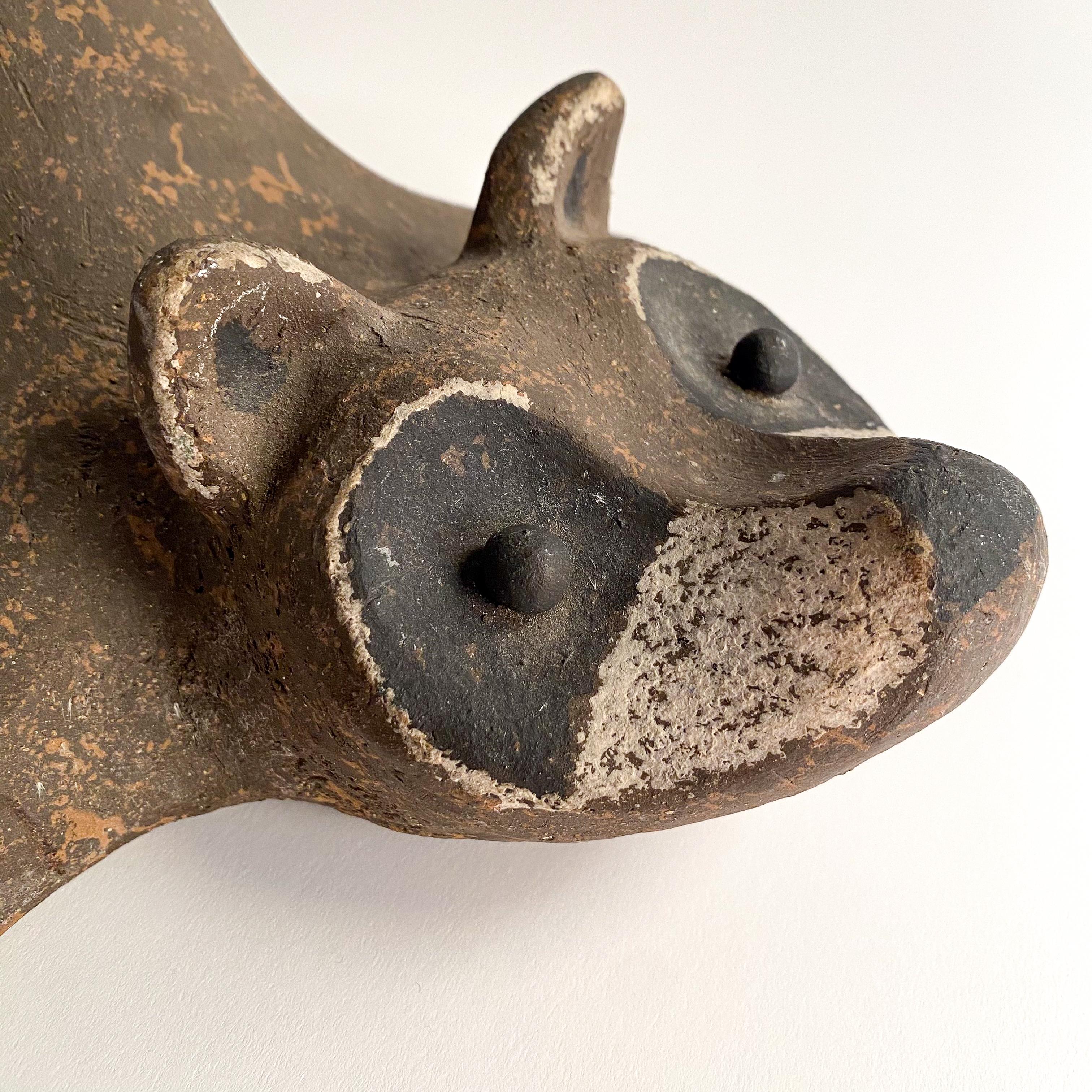 Late 20th Century Vintage Stoneware Racoon Sculpture by John Seymour For Sale
