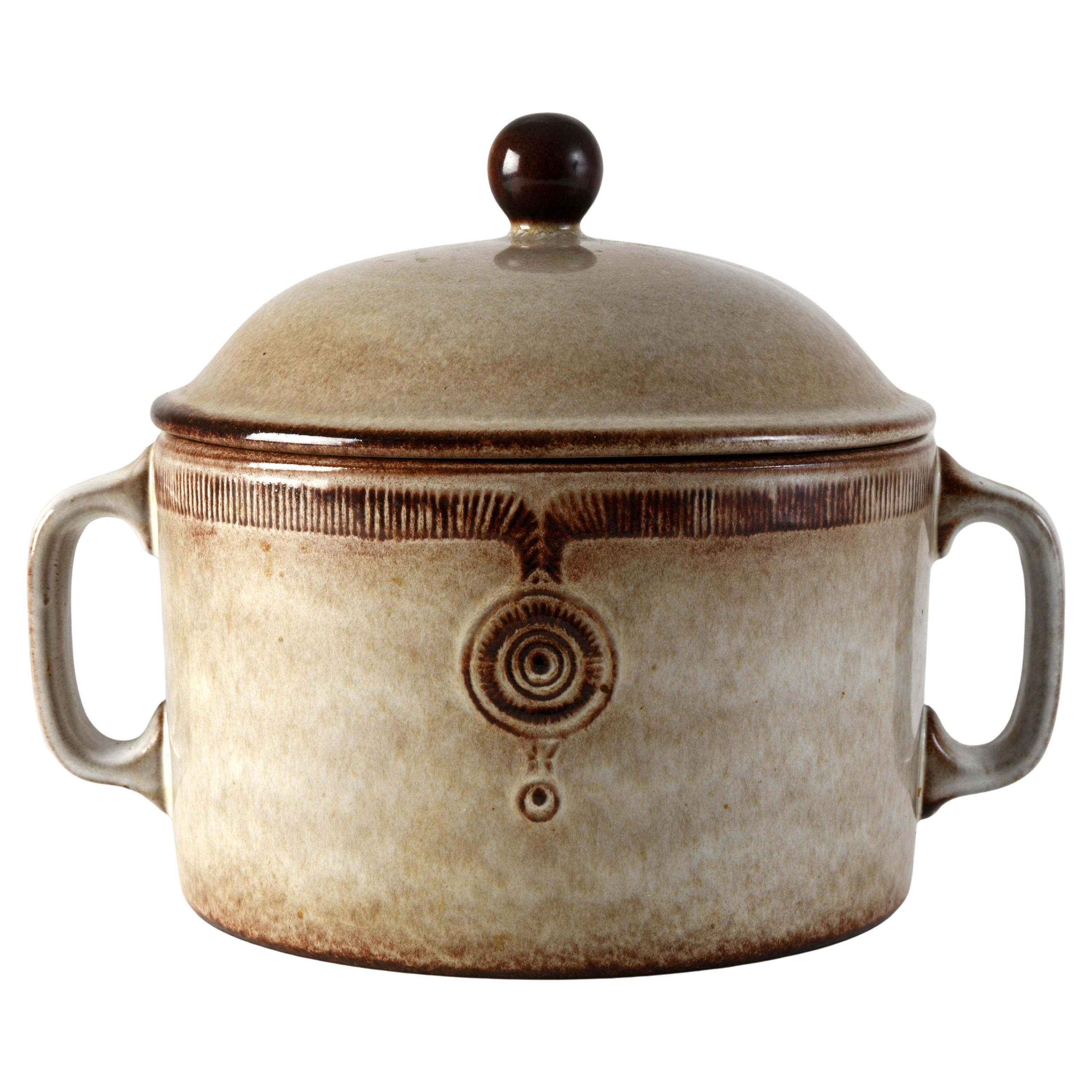 Vintage stoneware soup tureen manufactured by Feuerkrone in Germany in the 70