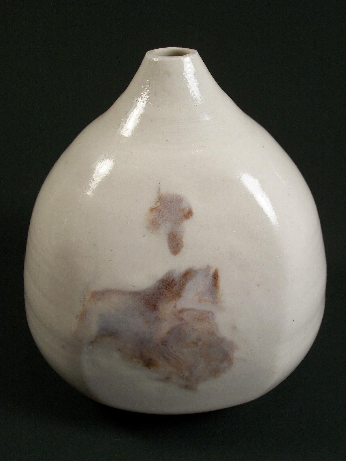 Ceramic Vintage Stoneware Studio Pottery Bud Vase - Signed - Mid 20th Century For Sale