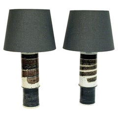 Vintage Stoneware Table Lamp Pair by Inger Persson for Rörstrand, Sweden, 1960s