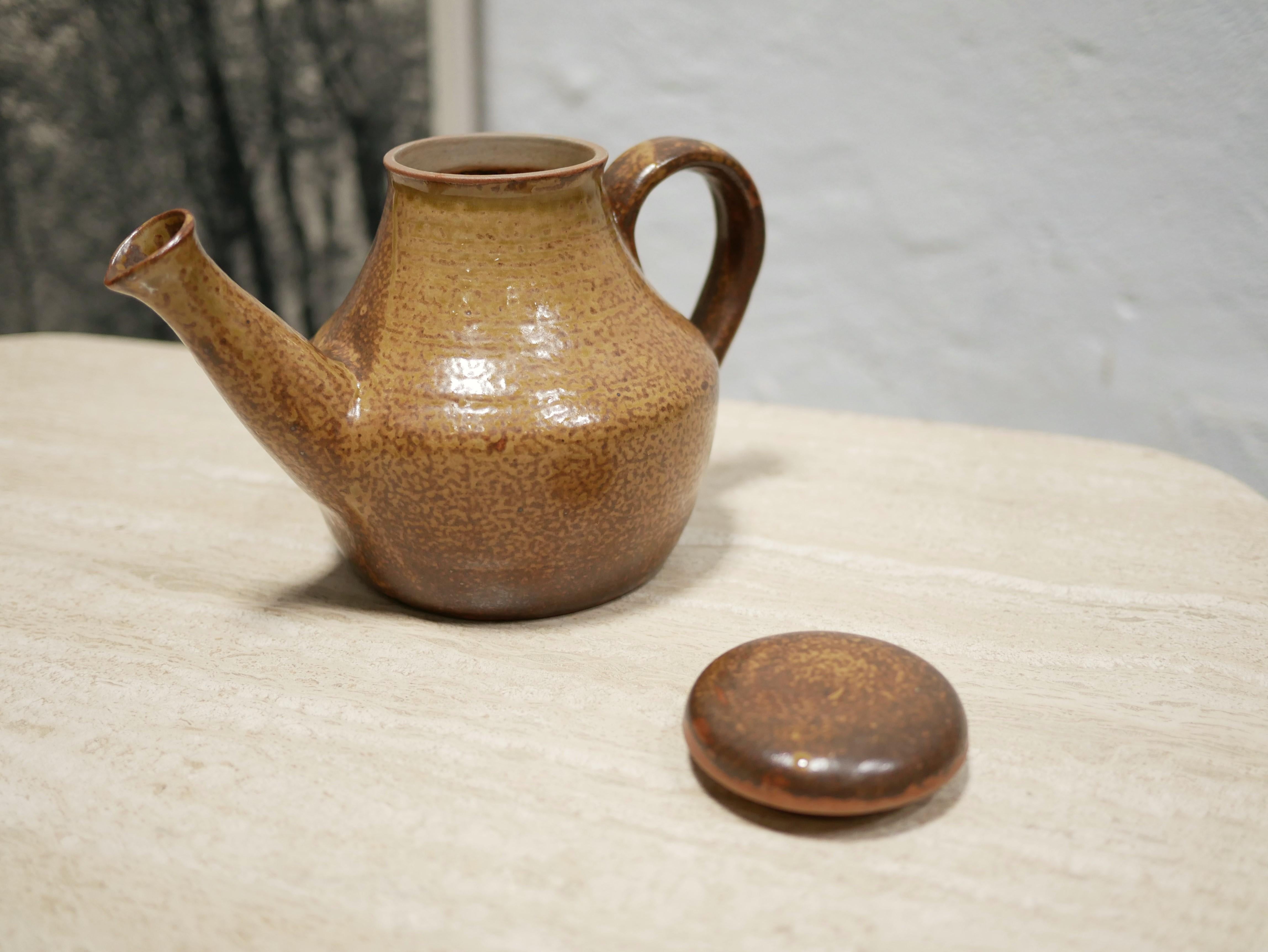 Vintage Stoneware Teapot For Sale 6