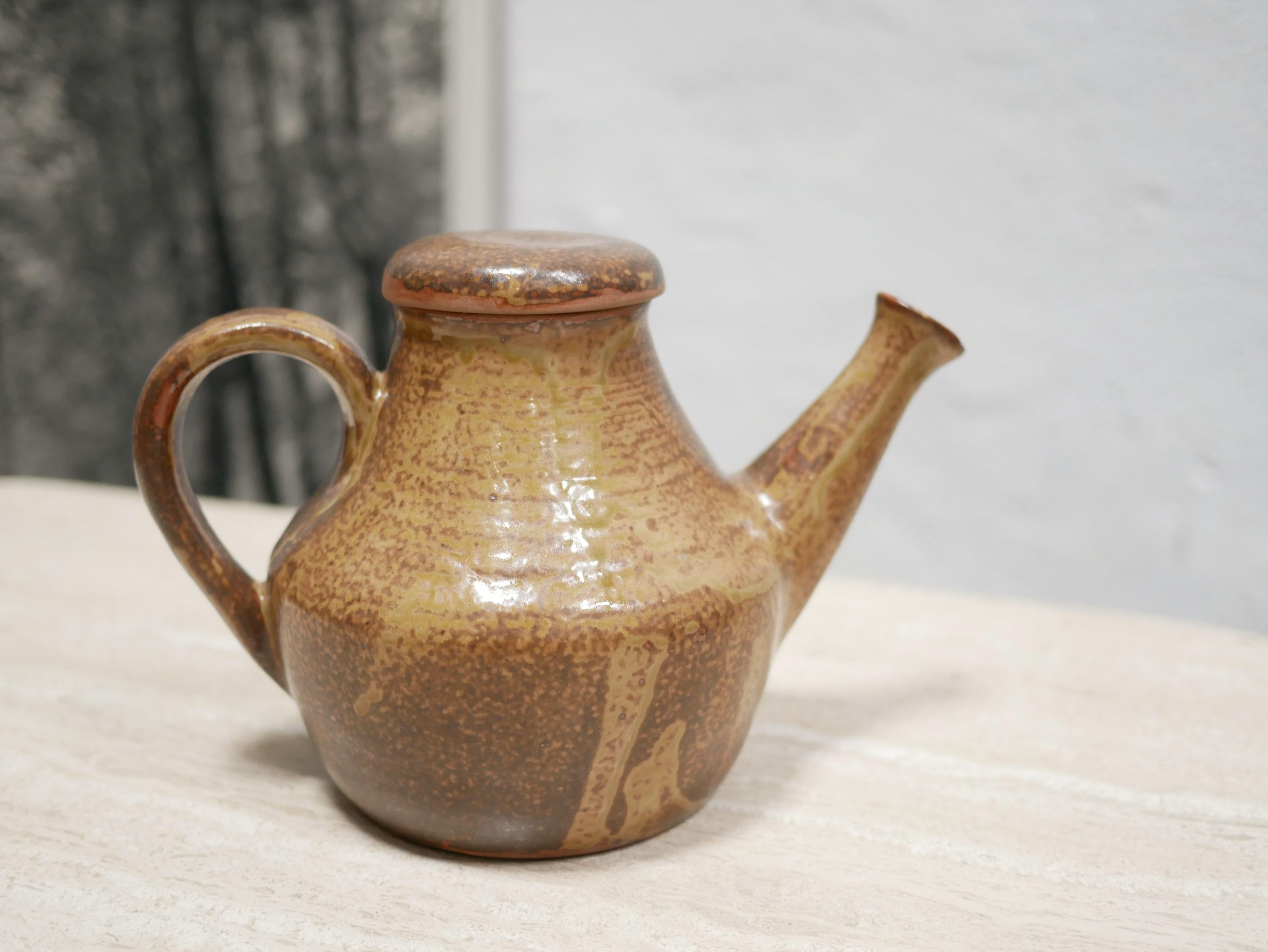 French Vintage Stoneware Teapot For Sale