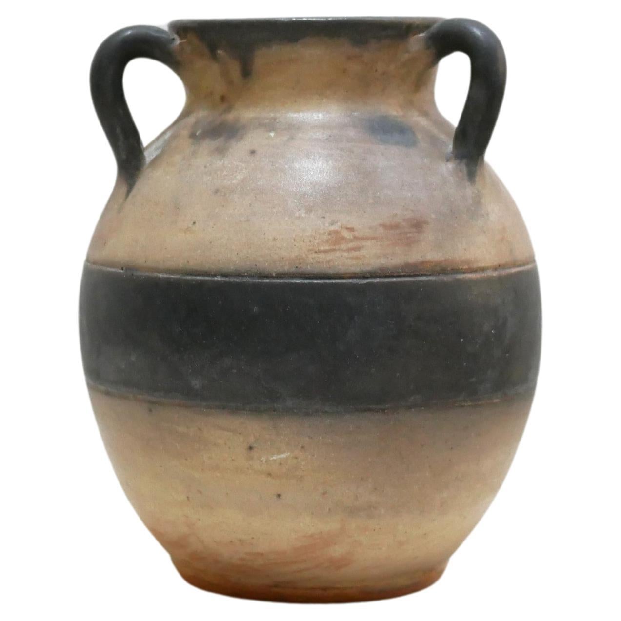 Vintage stoneware vase by W. Biron, Belgium For Sale
