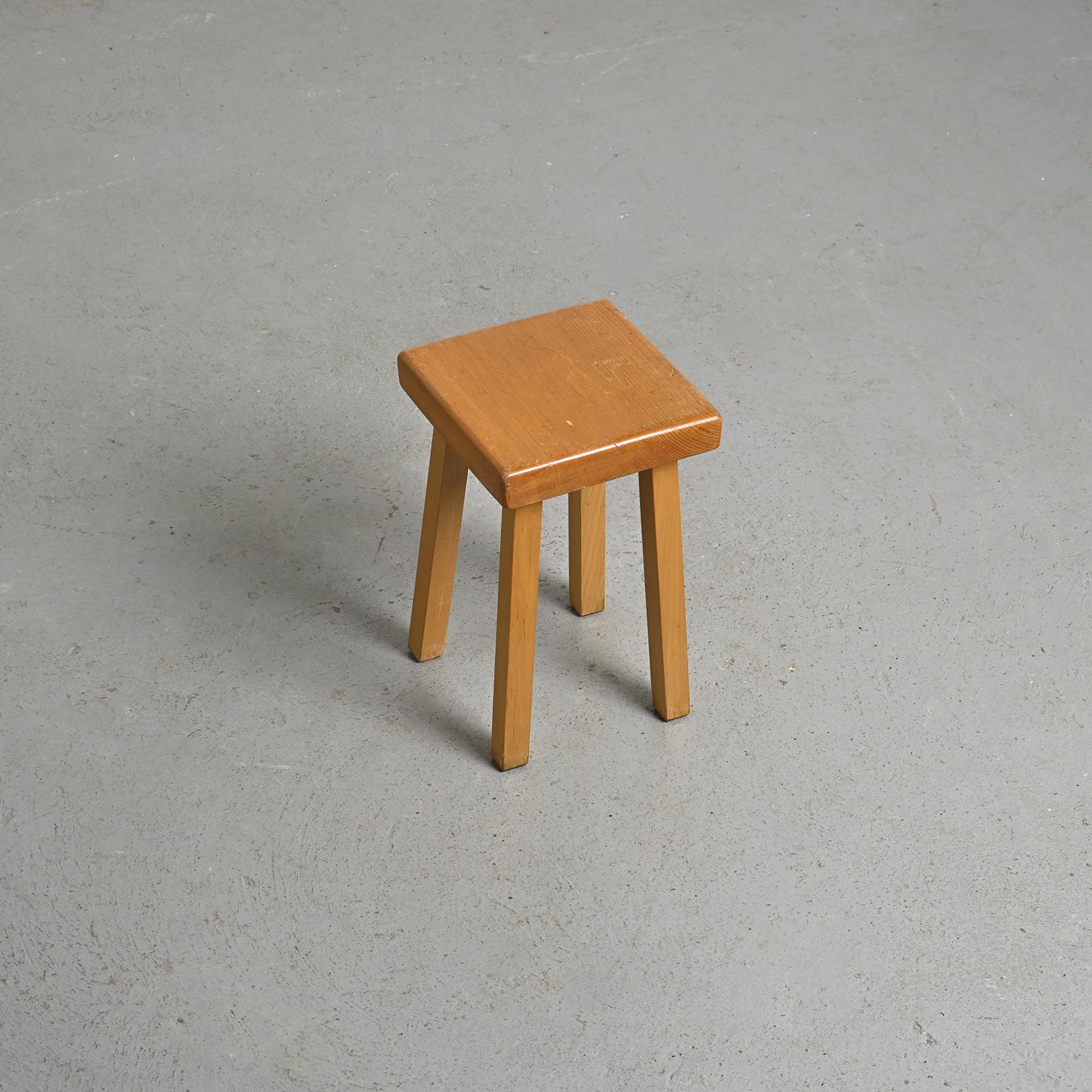 Vintage-Hocker, Charlotte Perriand für les Arcs, Frankreich im Angebot 1
