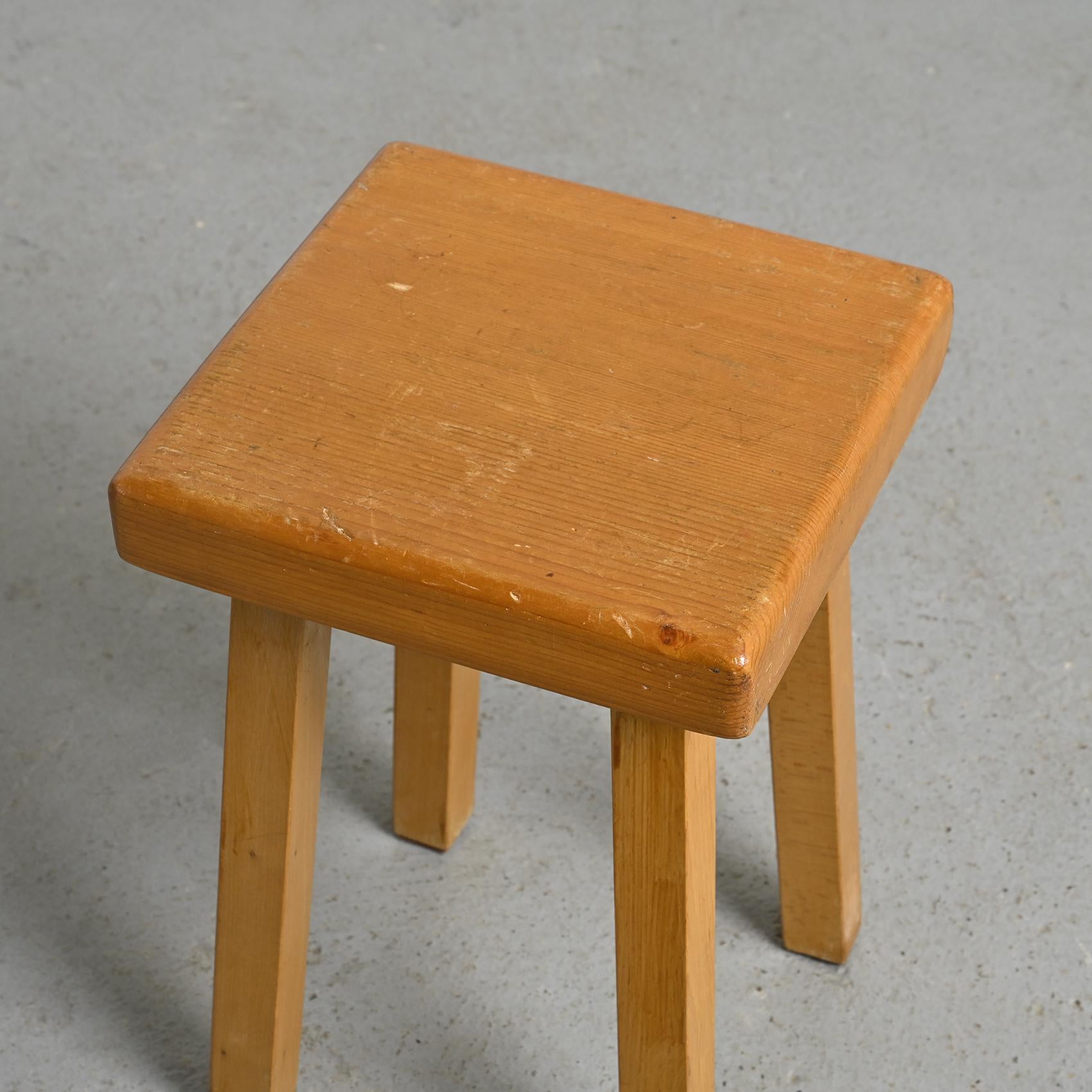 Vintage-Hocker, Charlotte Perriand für les Arcs, Frankreich im Angebot 2