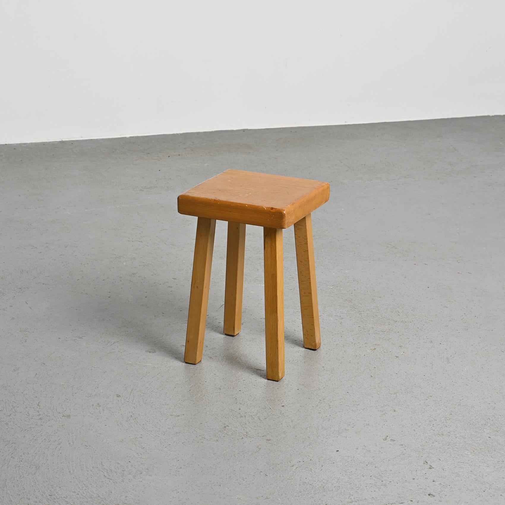 Vintage-Hocker, Charlotte Perriand für les Arcs, Frankreich im Angebot 3