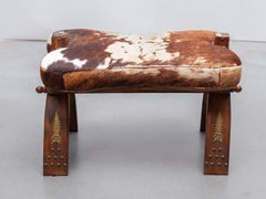 Vintage Stool, Footstool, Camel Bench, Camel Saddle Foot Stool, Solid Wood, 1970