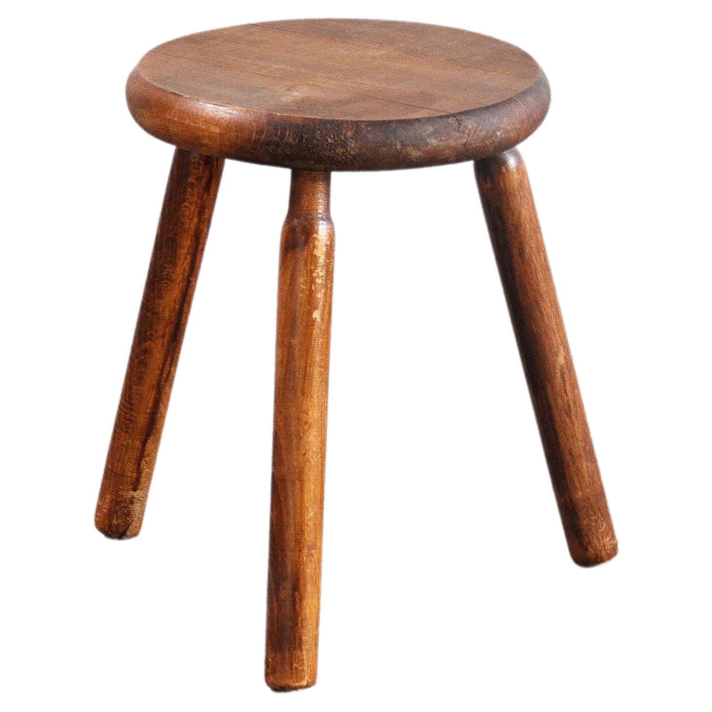 Vintage Stool in the Manner of Charlotte Perriand, France, Mid-20th Century For Sale