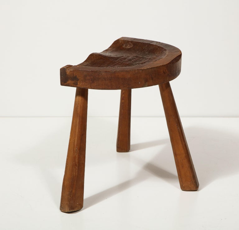Vintage Stool in the Manner of Jean Touret, France, Mid-20th Century For Sale 4
