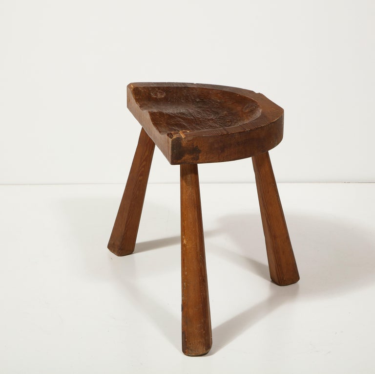 Vintage Stool in the Manner of Jean Touret, France, Mid-20th Century For Sale 5