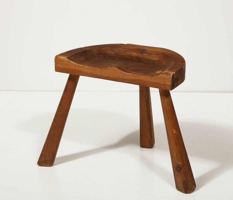 Vintage Stool in the Manner of Jean Touret, France, Mid-20th Century For Sale 6