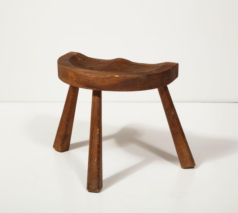 Vintage Stool in the Manner of Jean Touret, France, Mid-20th Century For Sale 2