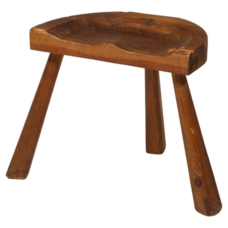 Vintage Stool in the Manner of Jean Touret, France, Mid-20th Century For Sale