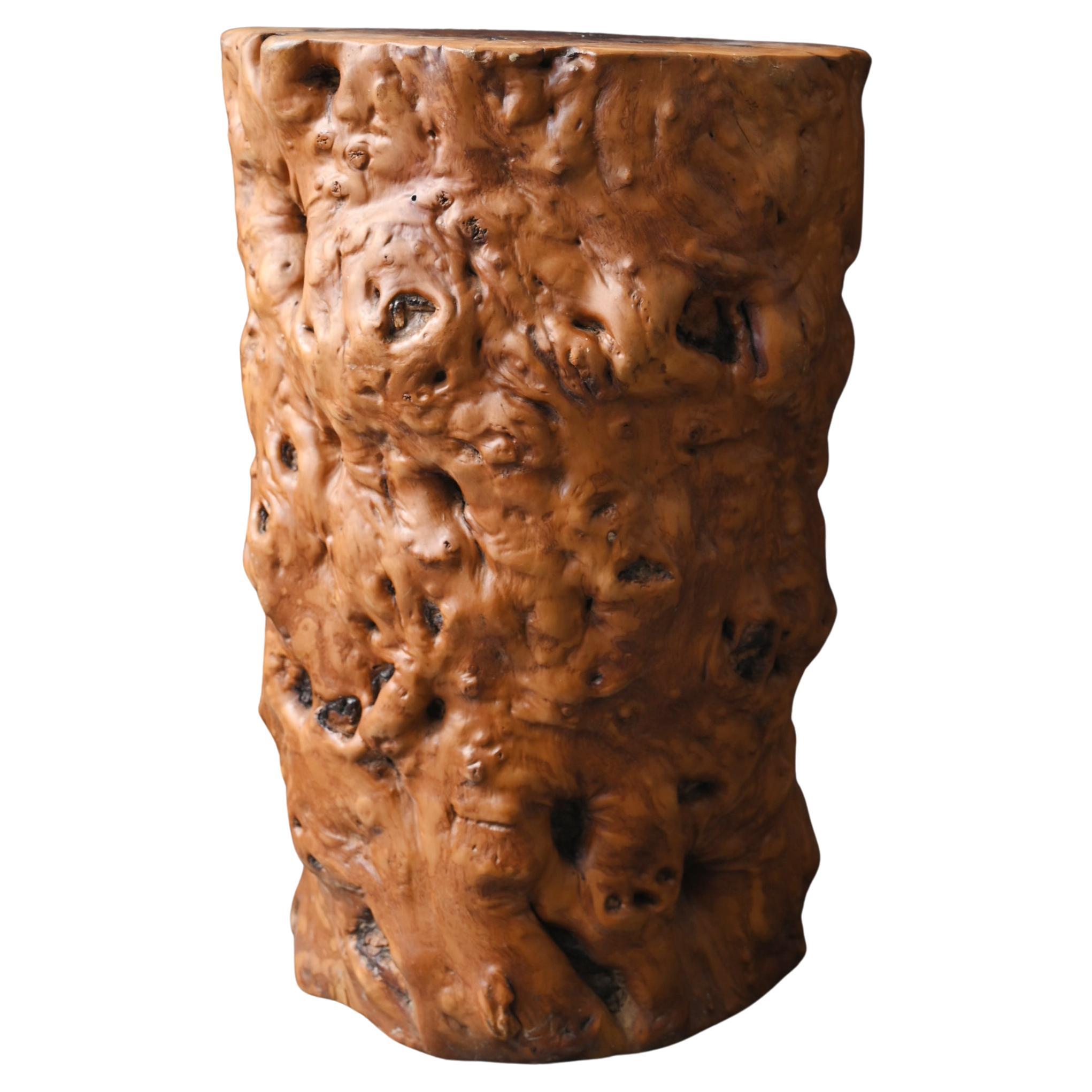 Vintage stool made from wood burl / Modern design / 20th century~