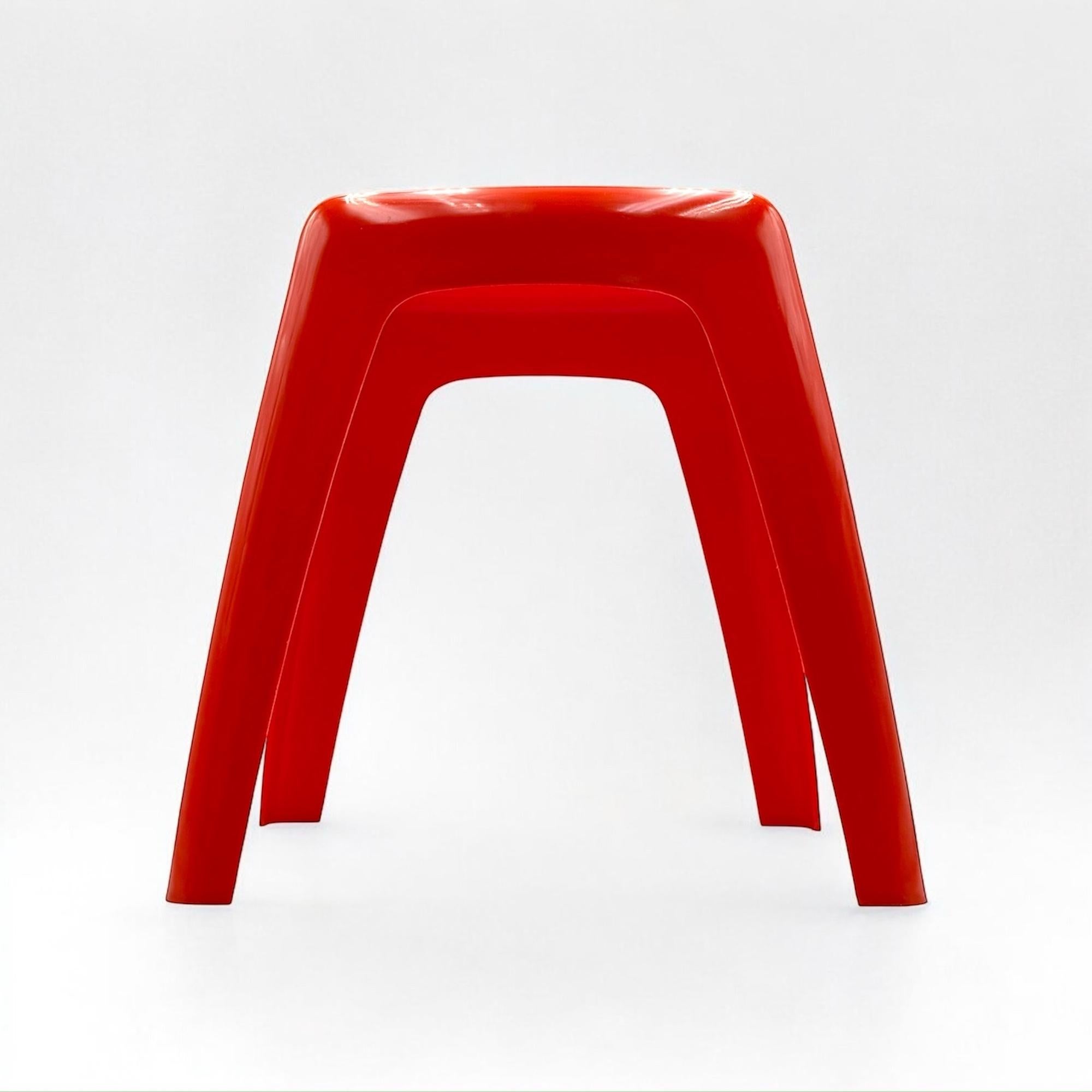 Dutch Vintage Stool or Side Table in Vibrant Orange with Curved Shapes, 1970s For Sale
