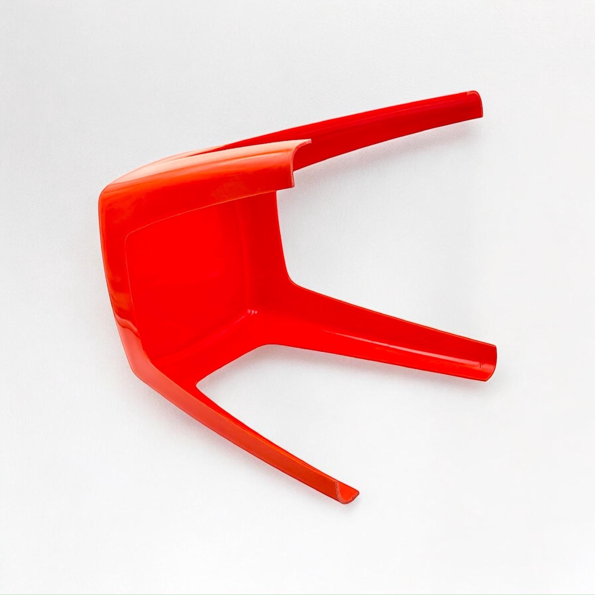 Plastic Vintage Stool or Side Table in Vibrant Orange with Curved Shapes, 1970s For Sale