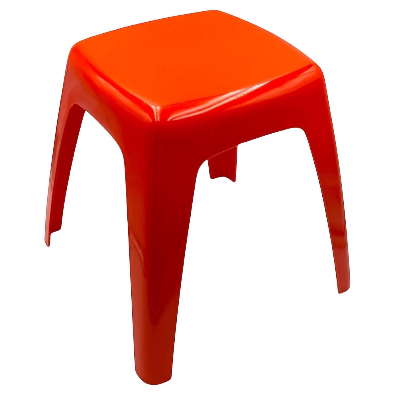 Vintage Stool or Side Table in Vibrant Orange with Curved Shapes, 1970s
