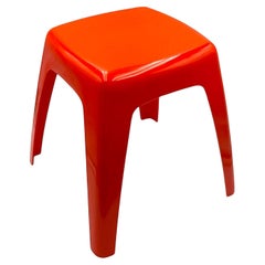 Vintage Stool or Side Table in Vibrant Orange with Curved Shapes, 1970s