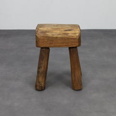 Vintage Stool Primitive Brutalist Folkart Style