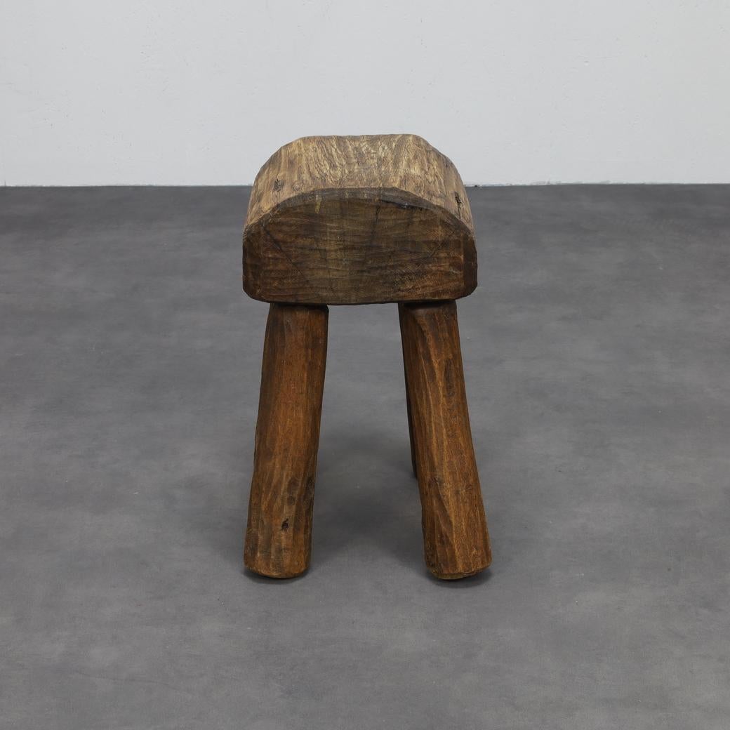 French Vintage Stool Primitive Brutalist Folkart Style For Sale