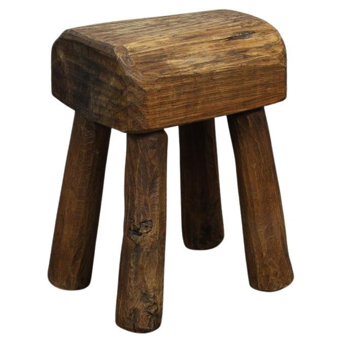 Vintage Stool Primitive Brutalist Folkart Style