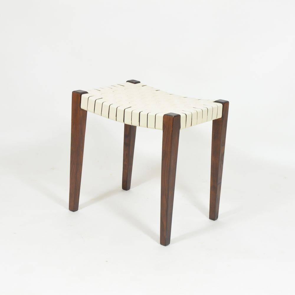 Mid-Century Modern Vintage Stool with a Woven Seat, 1960s