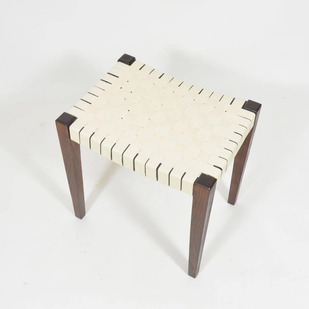 Vintage Stool with a Woven Seat, 1960s In Good Condition In Zbiroh, CZ