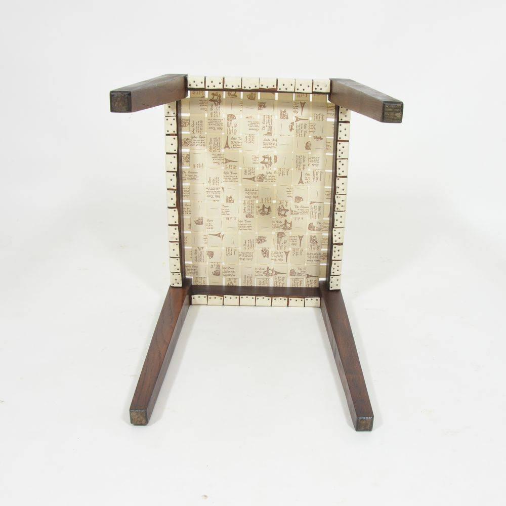 Mid-20th Century Vintage Stool with a Woven Seat, 1960s