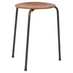 Tabouret vintage avec assise en teck