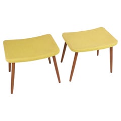 Vintage Stool with Yellow Fabric with Teak Legs in Danish Design from 1960s