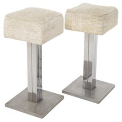 Vintage Stools in Velvet and Steel by Vittorio Introini