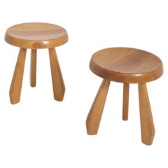 Vintage Stools in Wood by Charlotte Perriand