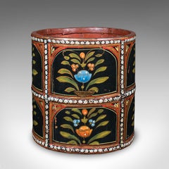 Vintage Storage Bin, English, Handpainted, Waste Paper Basket, Mid Century, 1960