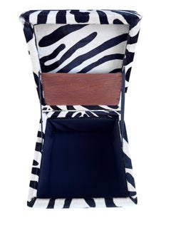 Vintage Storage Ottoman Newly Reupholstered in Zebra Cowhide