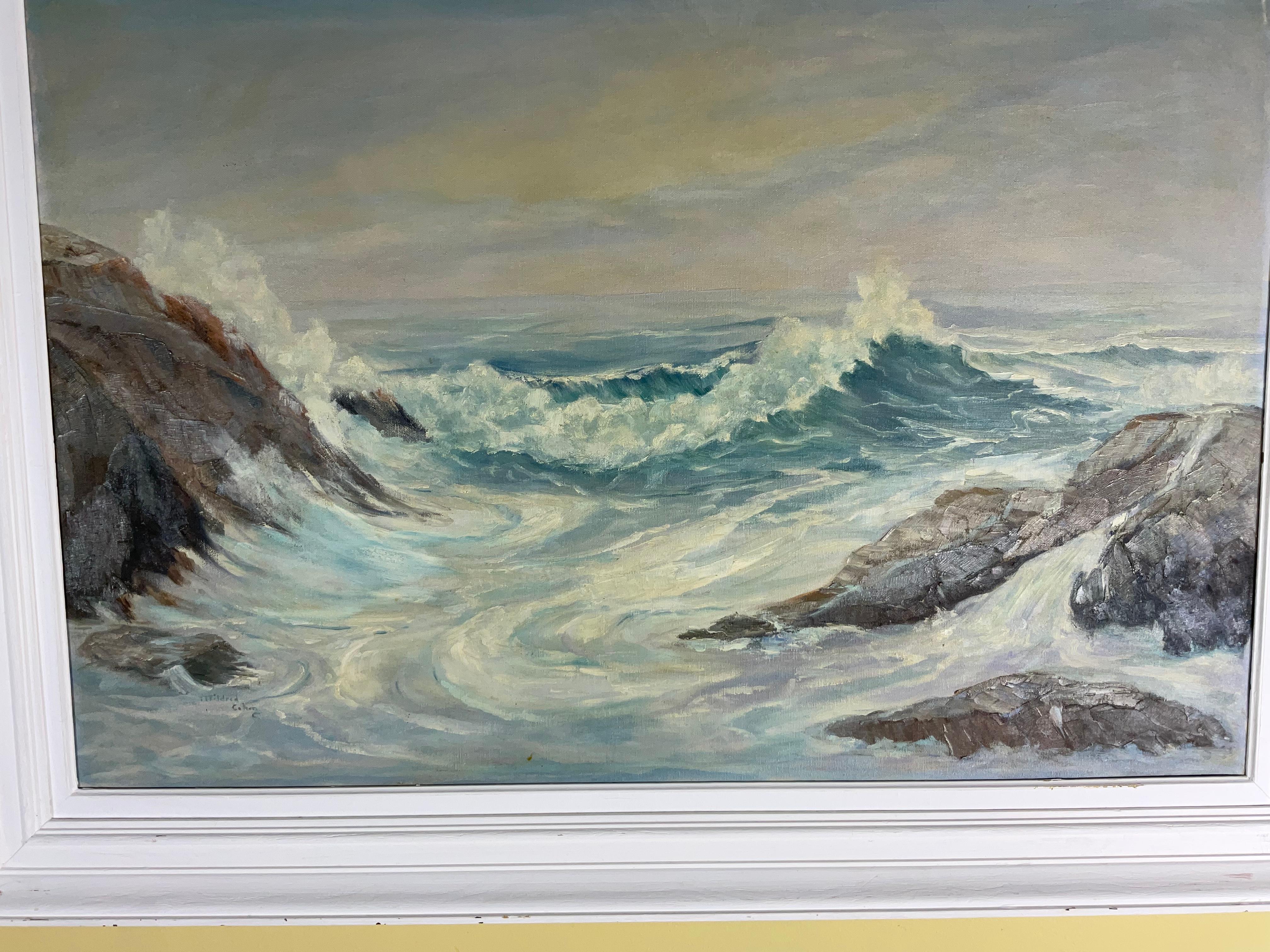 Vintage, Stormy Seascape Oil Painting on Canvas For Sale 6