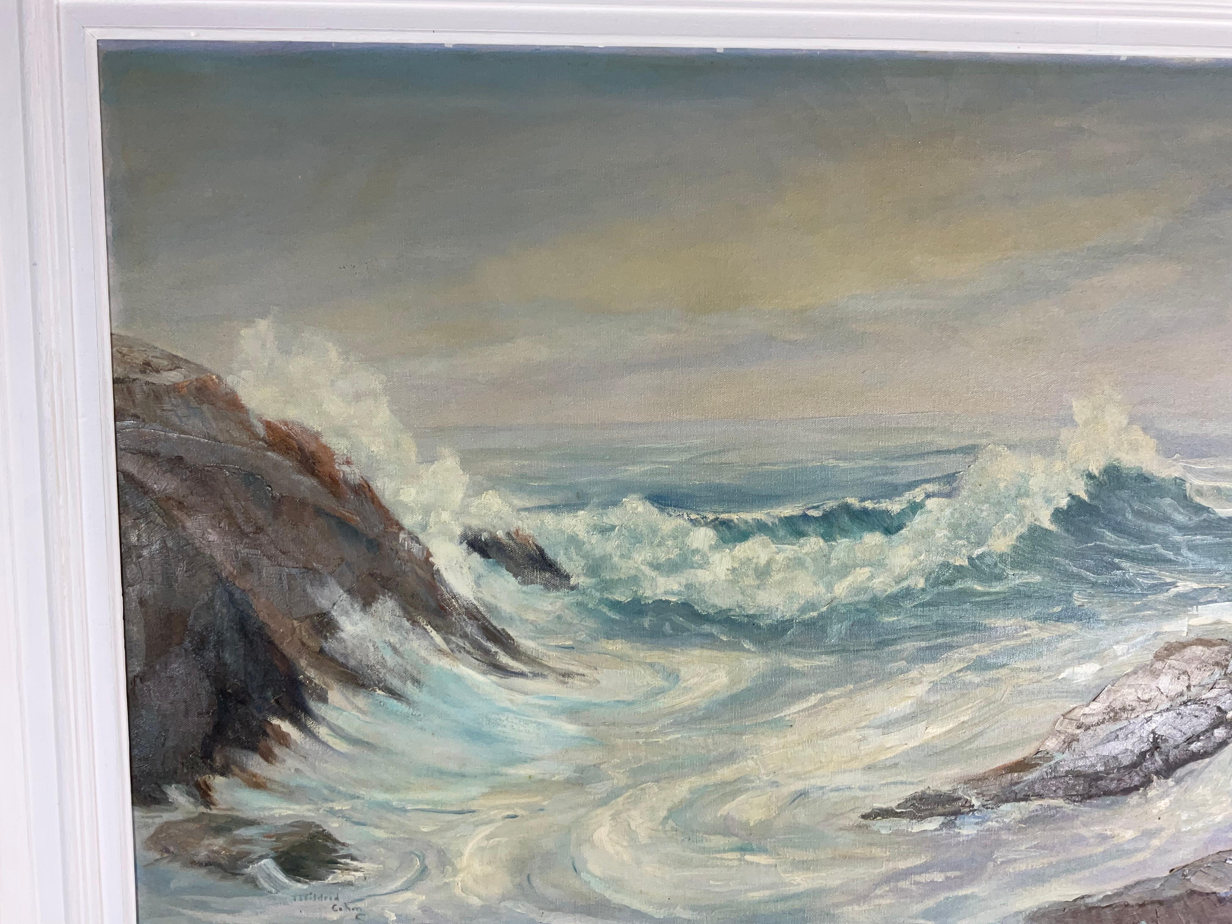American Classical Vintage, Stormy Seascape Oil Painting on Canvas For Sale