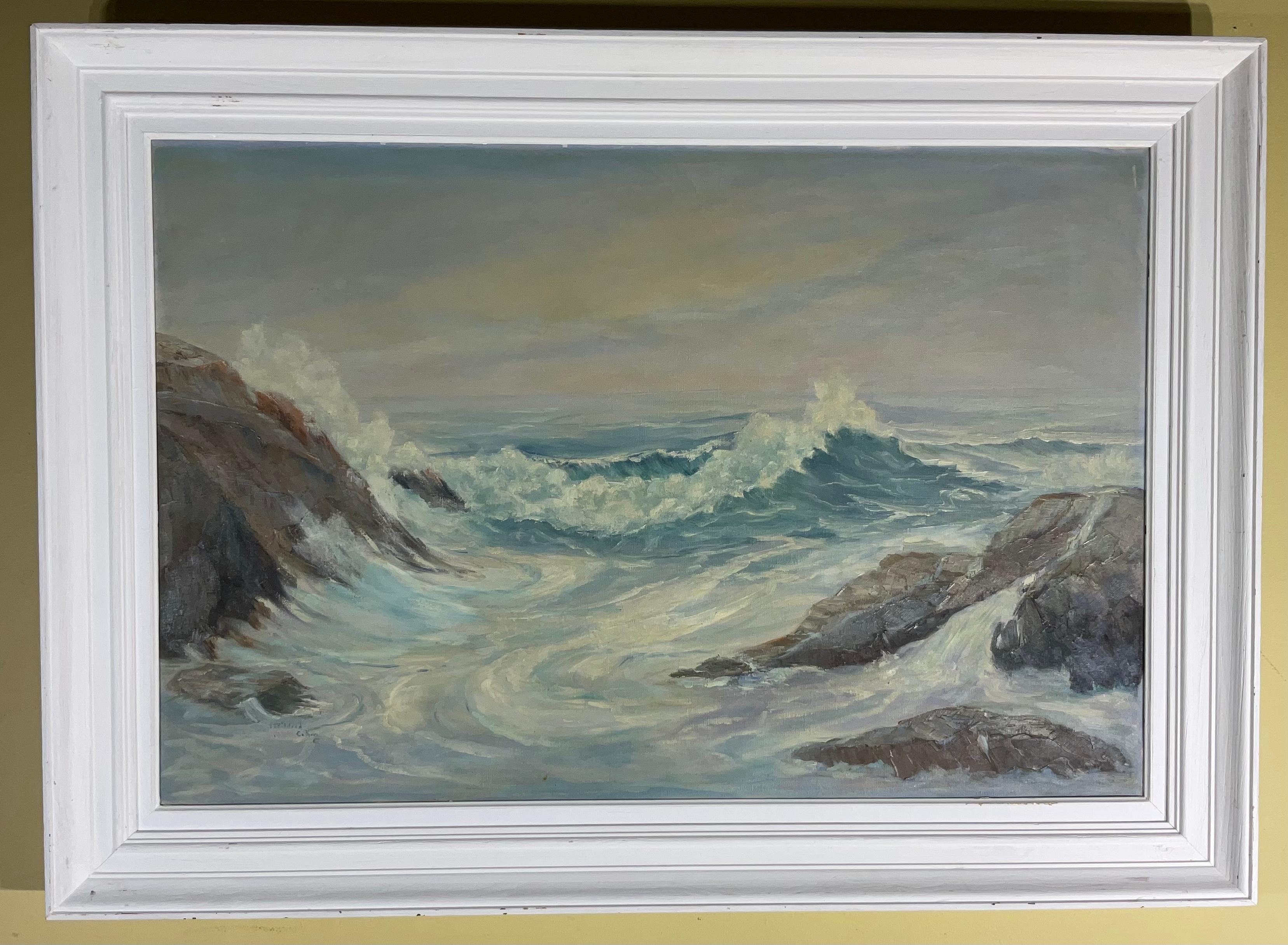 Vintage, Stormy Seascape Oil Painting on Canvas For Sale 3