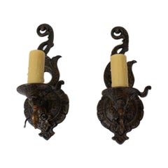 Vintage Storybook Cast Iron Sconces, a Pair