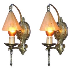 Retro Storybook Wall Sconces 1930s priced per pair with 3 pr avaiable
