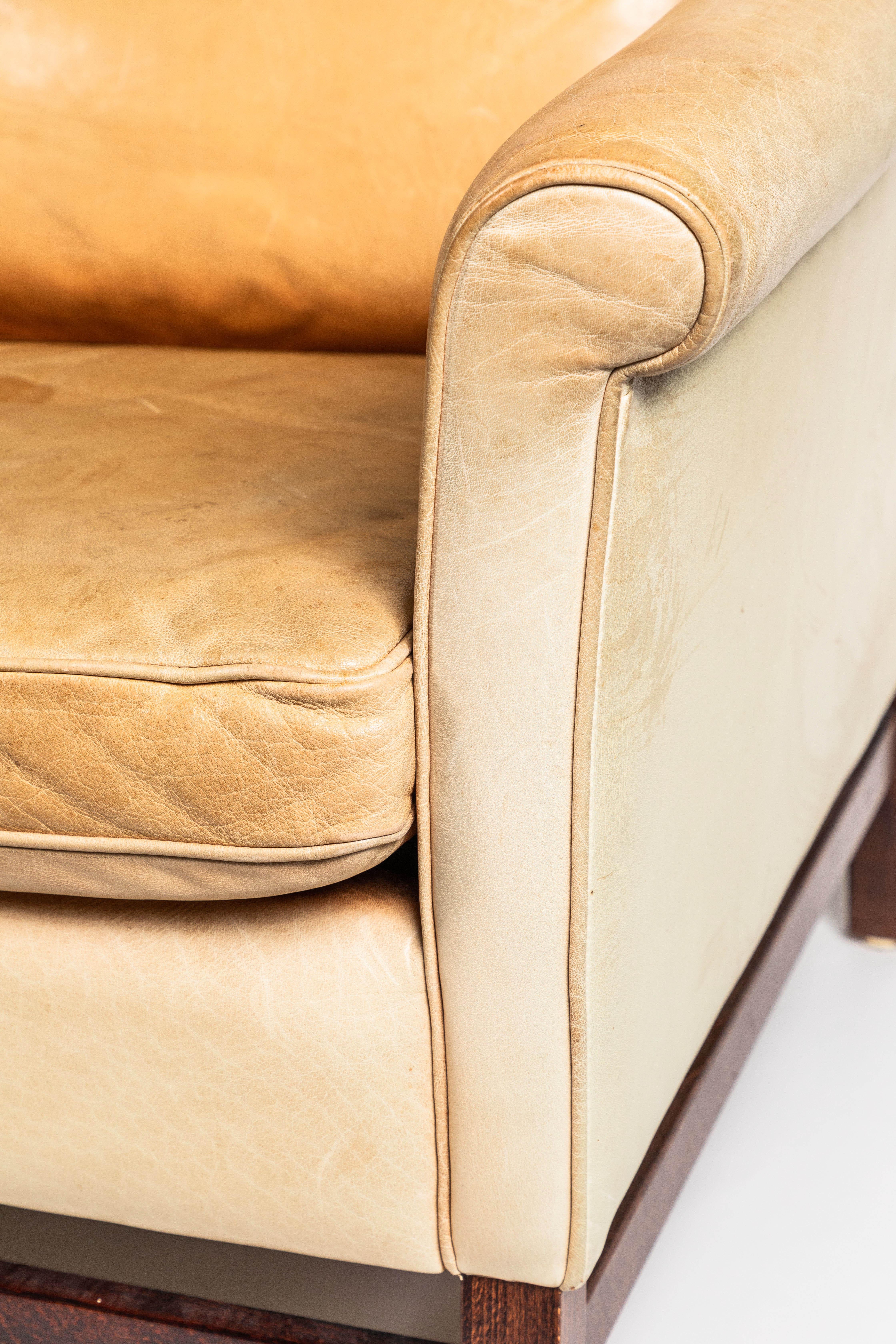 Vintage Stouby Danish Leather and Mahogany Sofa 1