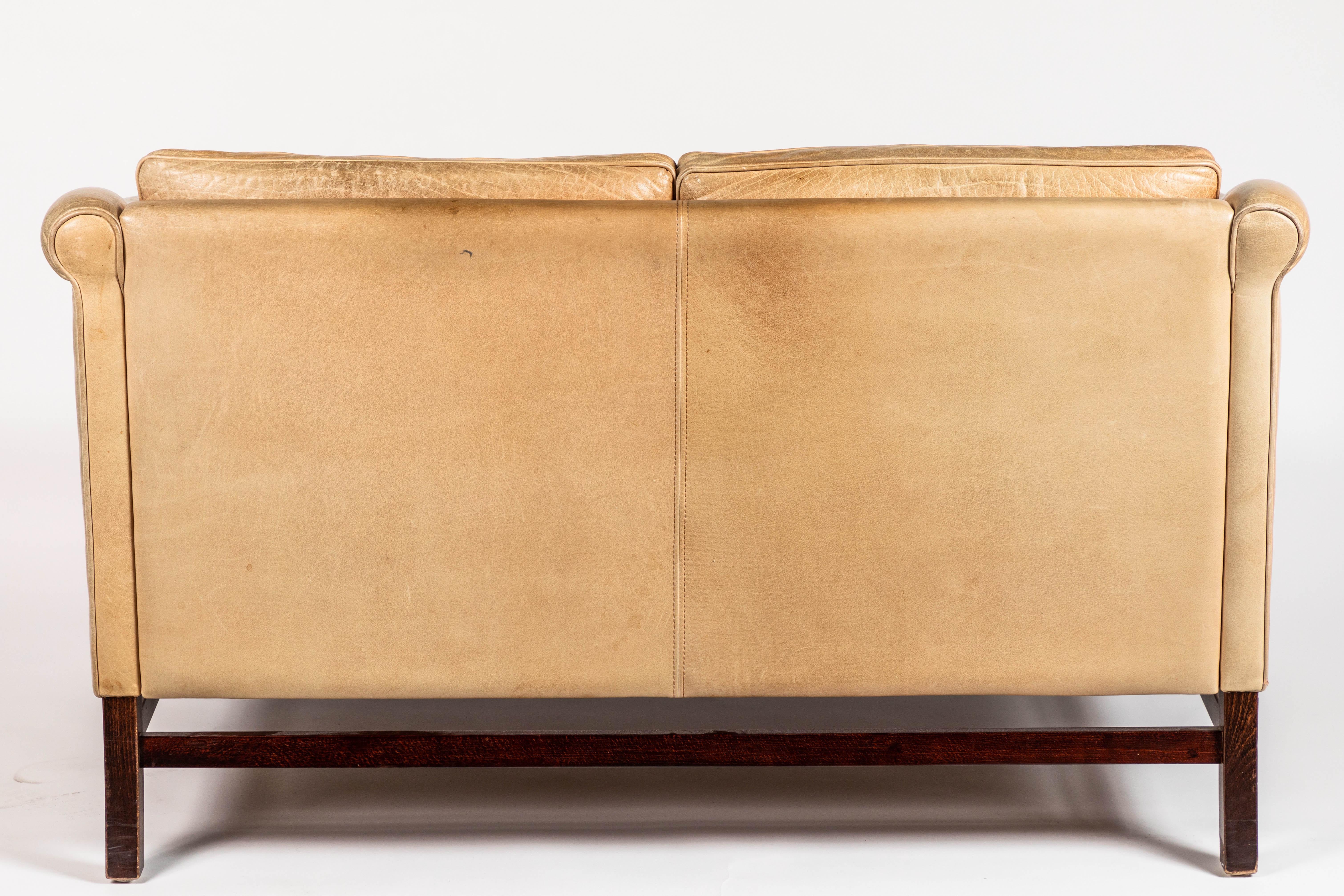 Vintage Stouby Danish Leather and Mahogany Sofa 4