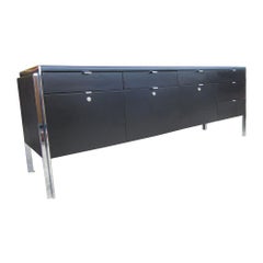 74" Vintage Stow Davis Credenza with Leather Top