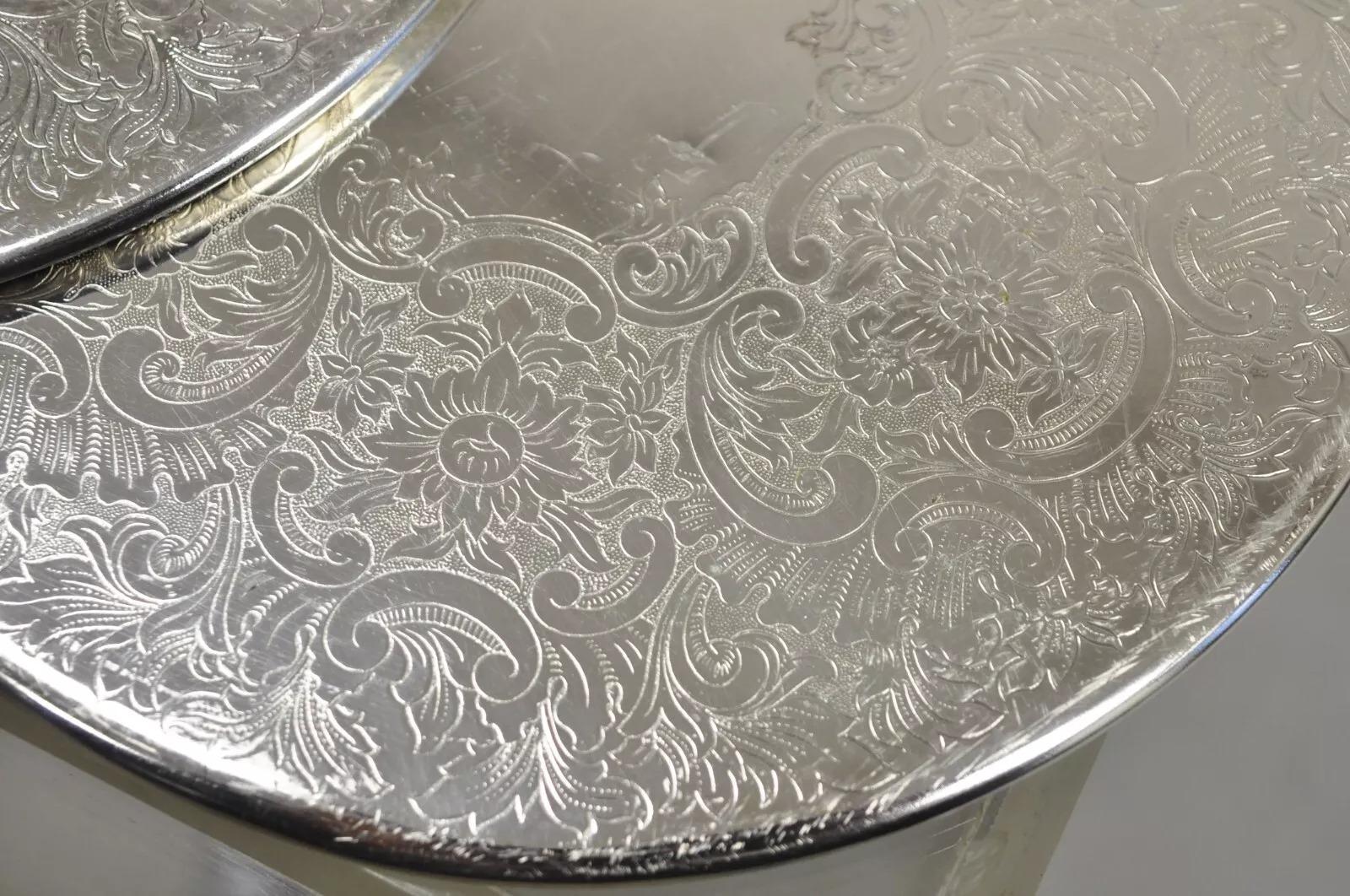 Vintage Strachan Floral Etched Victorian Silver Plated 8