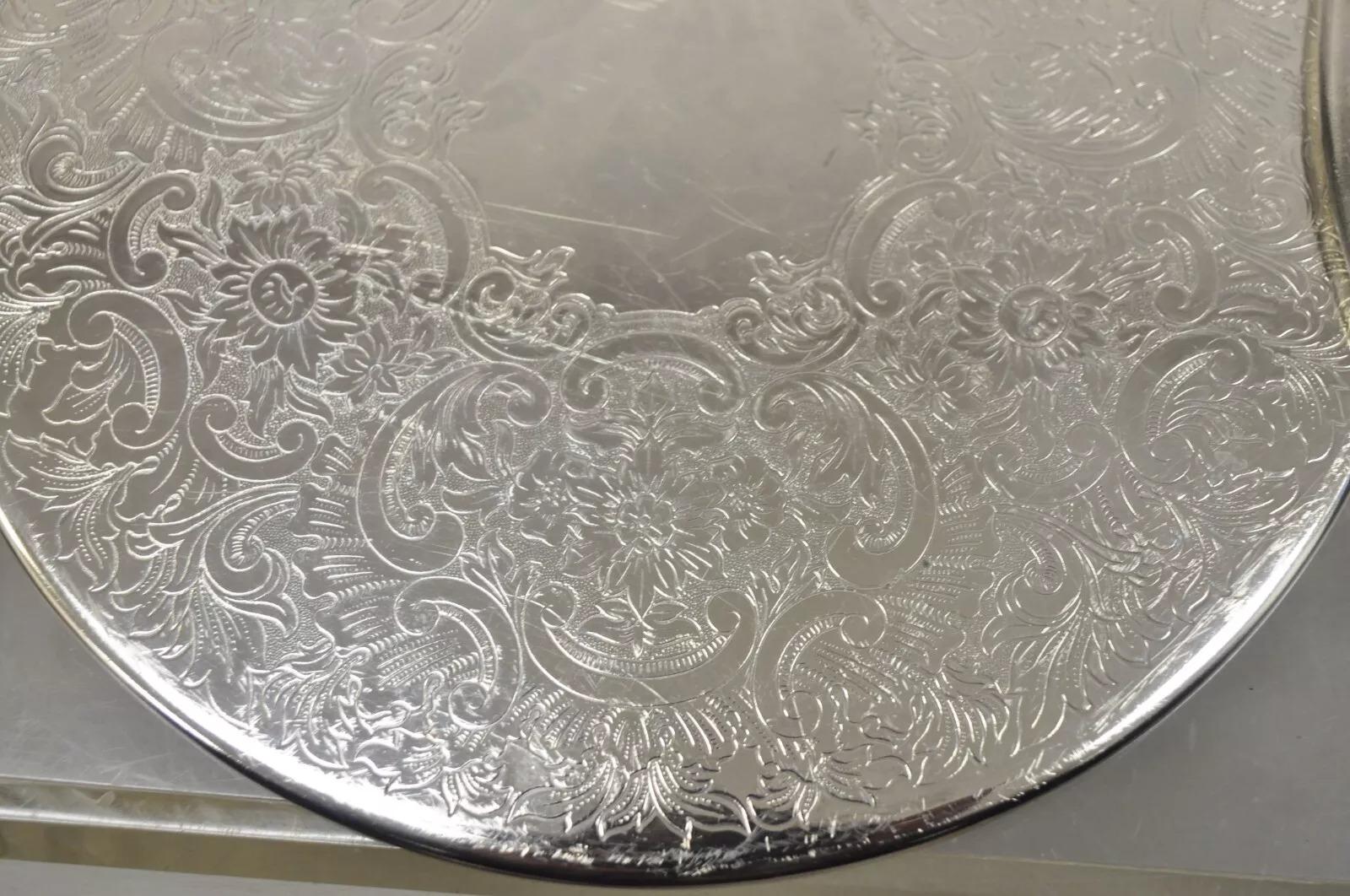 20th Century Vintage Strachan Floral Etched Victorian Silver Plated 8