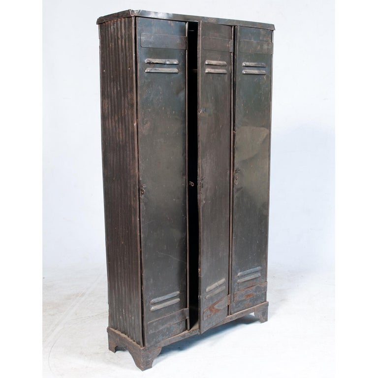 Vintage Strafor ThreeDoor Metal Locker, circa 1975 For Sale at 1stDibs