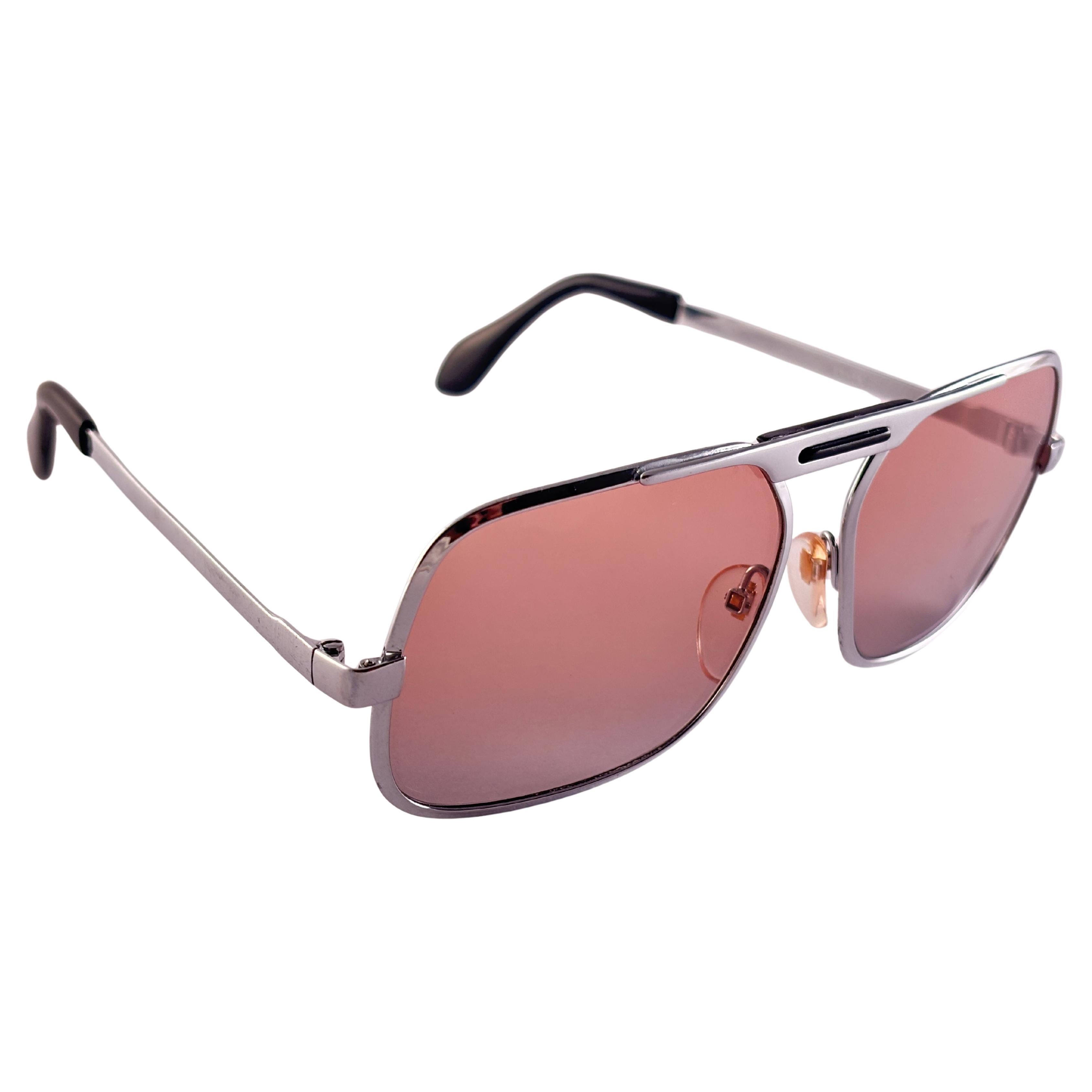 Vintage Strahler Silver Frame Rose Lenses 1970'S Sunglasses