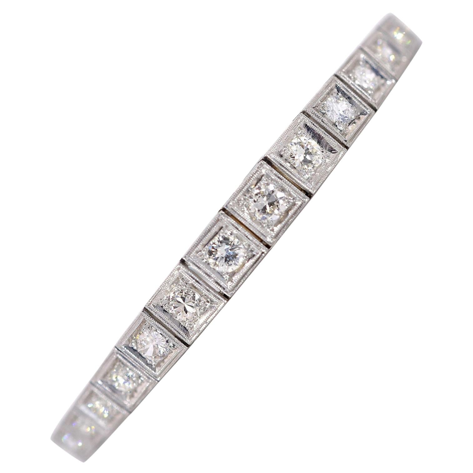 Vintage Straight Line Diamond Bracelet For Sale