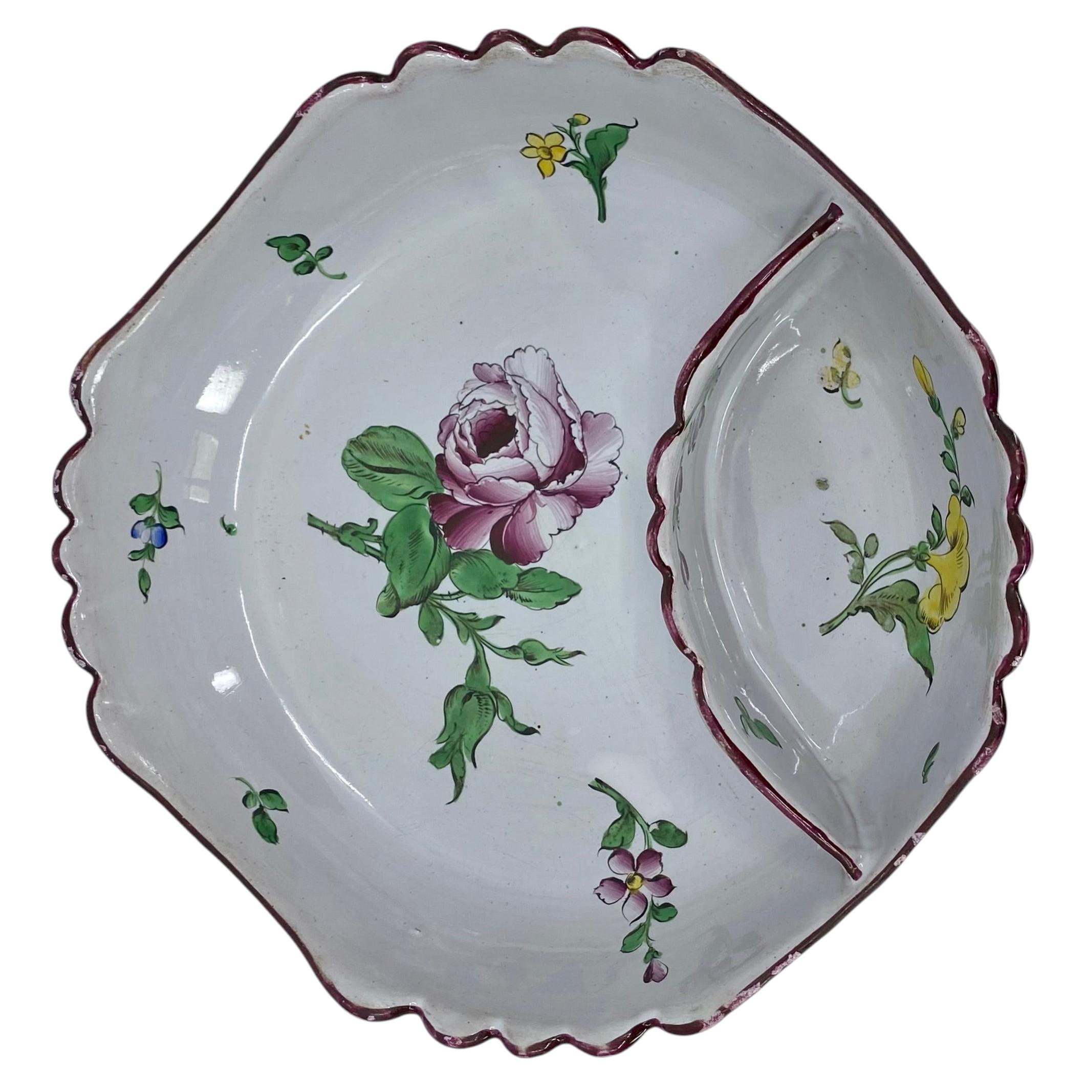 Vintage Strasbourg Style Faience Crudite Dish For Sale